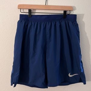 Nike Mens Dri-Fit Running Athletic Shorts Blue Built in Underwear Size Large